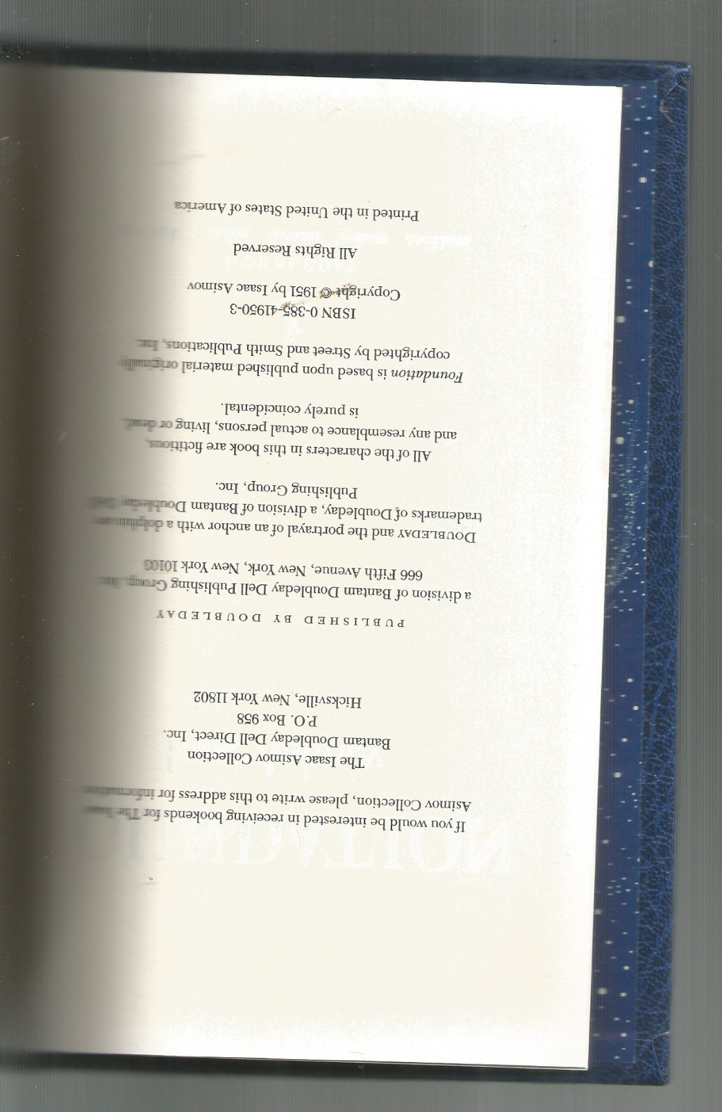 FOUNDATION – ISAAC ASIMOV – BLUE FAUX LEATHER BOUND COLLECTION SCI-FI -BANTAM HC
