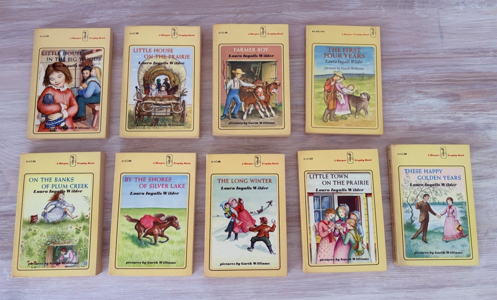Vintage Little House on the Prairie BOX SET 9 BOOKS Laura Wilder Yellow 1971