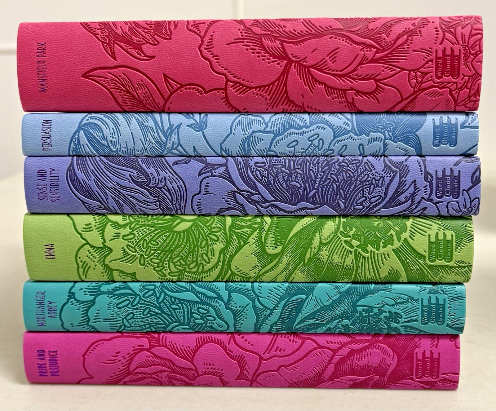 Jane Austen 6 Book Faux Leather Bound Set with Decorative Pages LIKE New