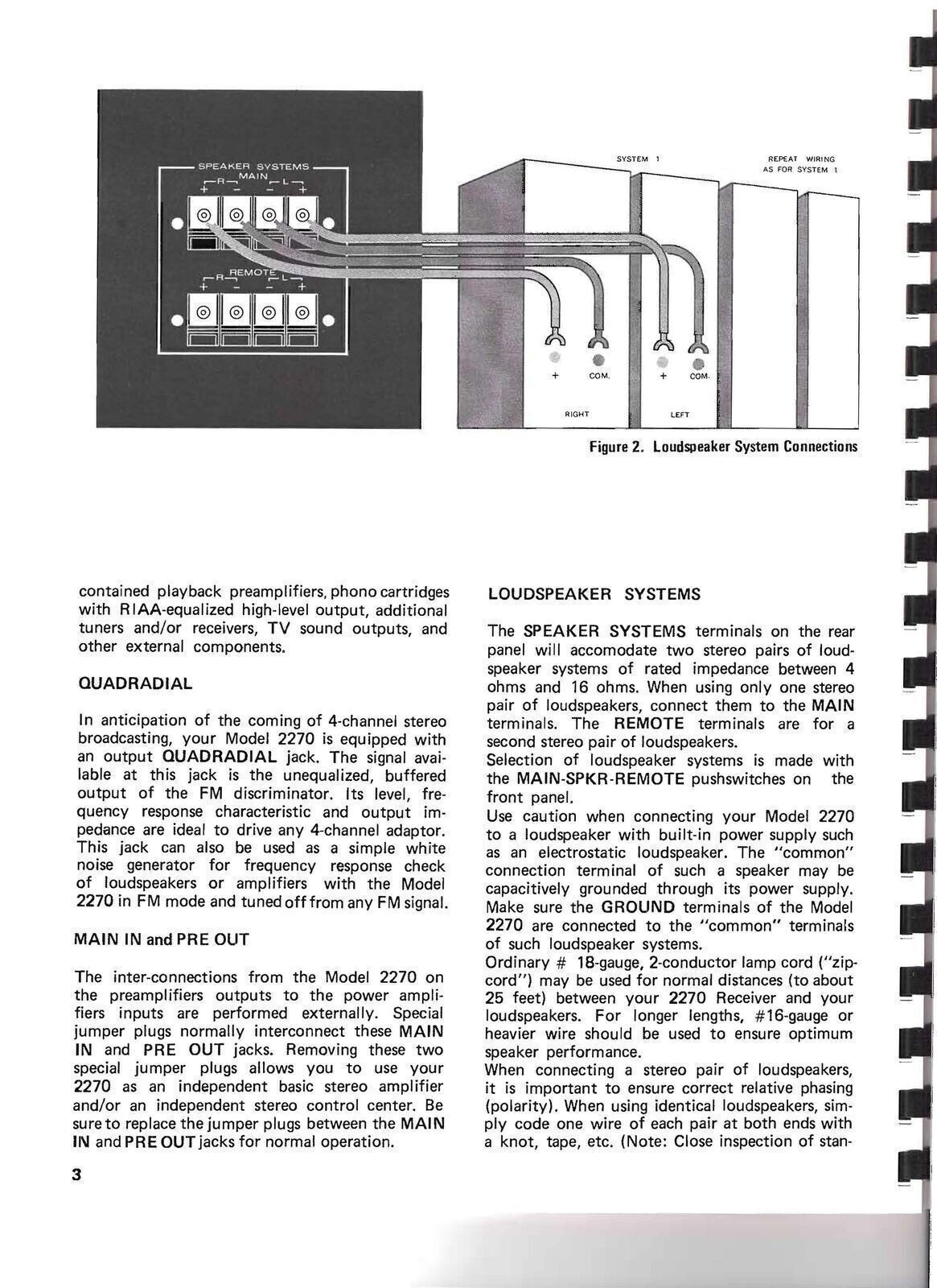 MARANTZ 2270 Receiver User Manual Operation Instructions Guide – SPIRAL BINDING