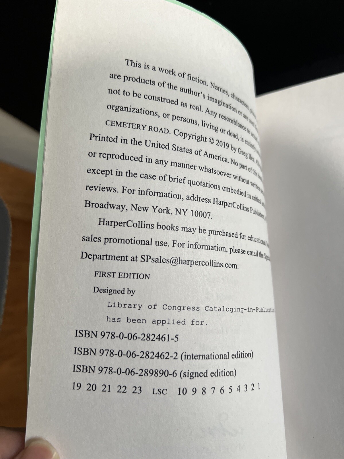 Uncorrected Proof Galley 1st Cemetery Road: A Novel by Greg Iles Trade PB 2019