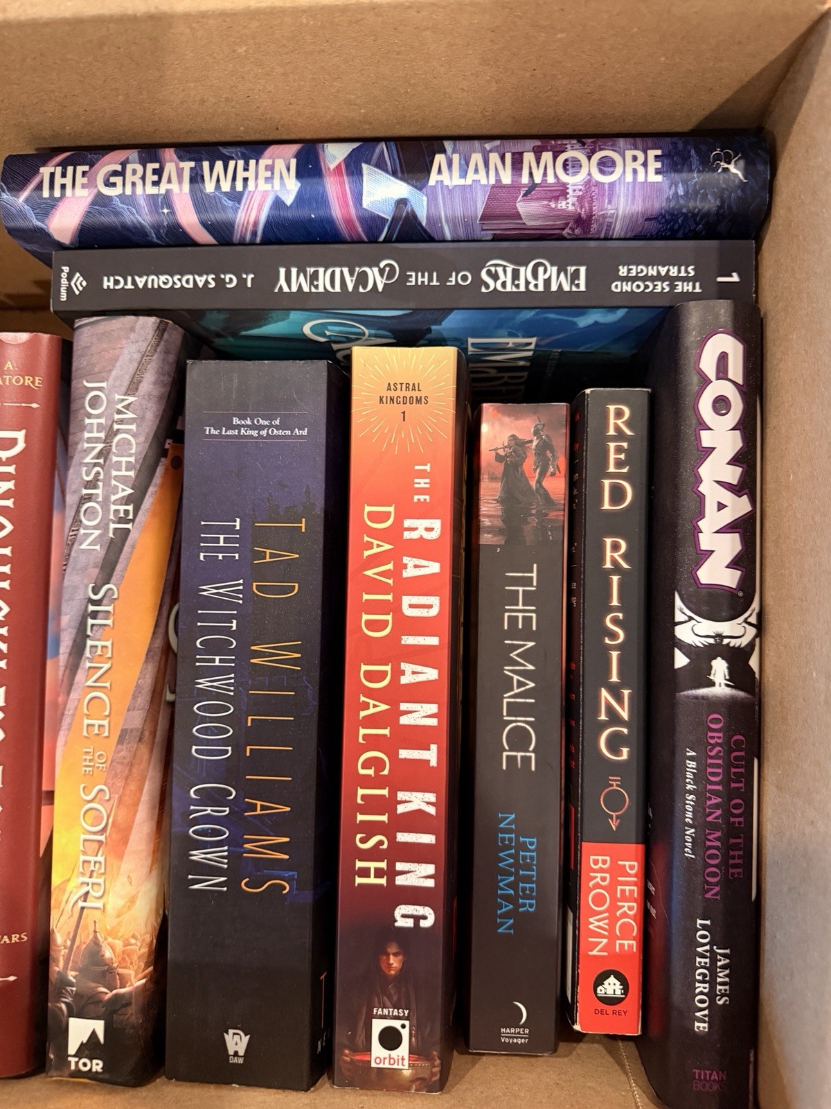 Fantasy Sci-Fi Book Lot 15 Alan Moore Pierce Brown Philip K Dick Rothfuss